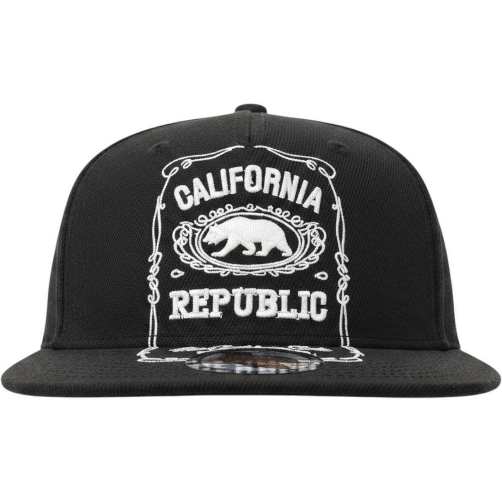 California Republic Hat Mens OS Black Snapback Wynn Headwear Bear Graphic Casual